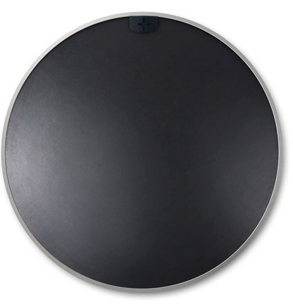 Start2Finish 36-inch round metal framed wall-mounted bathroom mirror with sleek design and sturdy mounting for vanity use.
