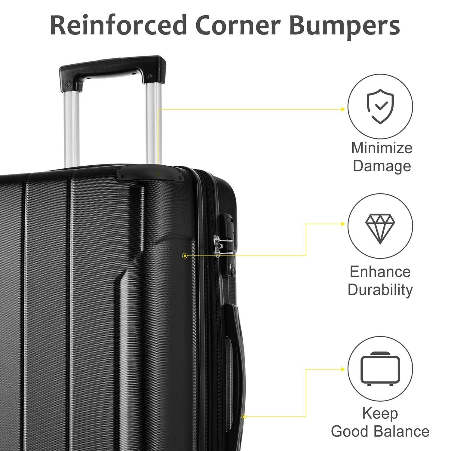 Start2Finish hardshell lightweight durable ABS checked luggage with double wheels and expandable design, shown in navy blue.
