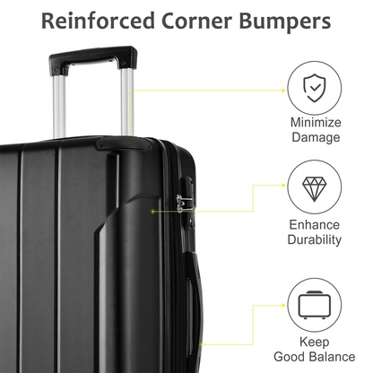 Start2Finish hardshell lightweight durable ABS checked luggage with double wheels and expandable design, shown in navy blue.