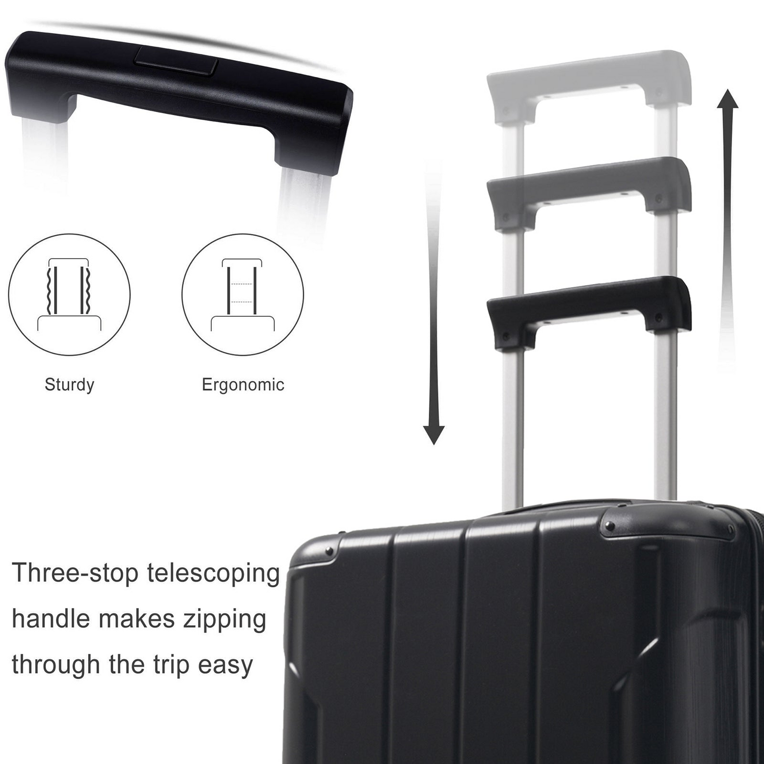 Start2Finish lightweight hardshell checked luggage with durable ABS, double wheels, and expandable design for travel accessories.