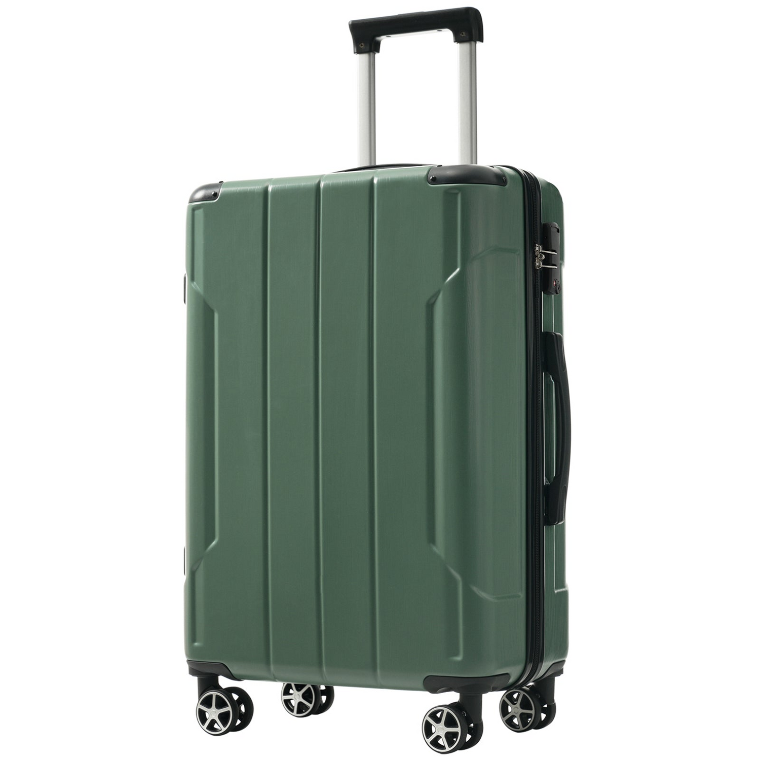 Start2Finish hardshell lightweight durable ABS checked luggage with double wheels and expandable design, showing the suitcase&