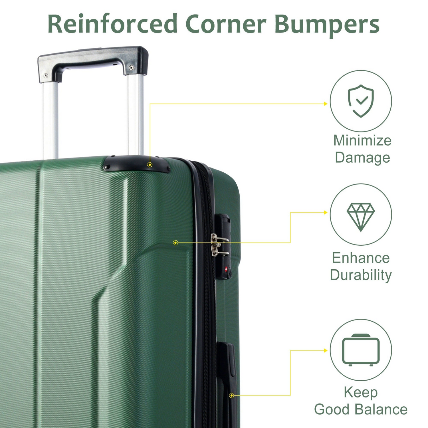 Start2Finish hardshell lightweight durable ABS checked luggage with double wheels and expandable design.