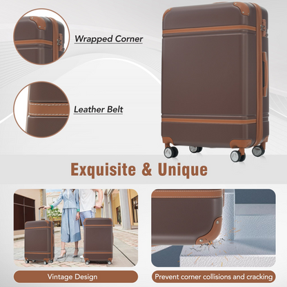 Start2Finish hardshell luggage set with spinner suitcases, cosmetic case, TSA lock, lightweight design for travel accessories.