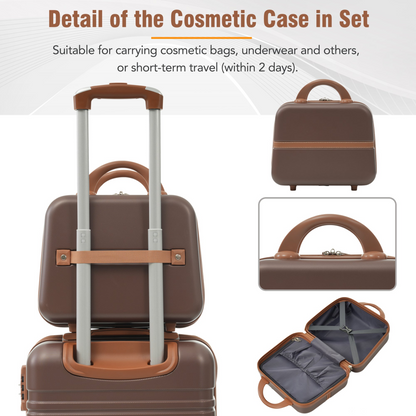 Start2Finish hardshell luggage set with spinner suitcases, cosmetic case, TSA lock, lightweight design, ideal for travel accessories.