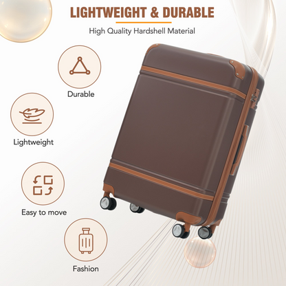 Start2Finish hardshell luggage set with spinner suitcases, cosmetic case, TSA lock, lightweight travel accessories.