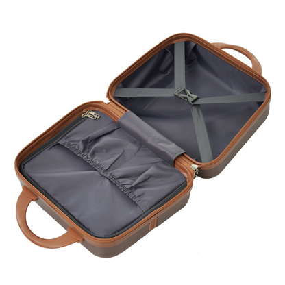 Start2Finish hardshell luggage set with spinner suitcases, cosmetic case, TSA lock, lightweight travel accessories displayed.