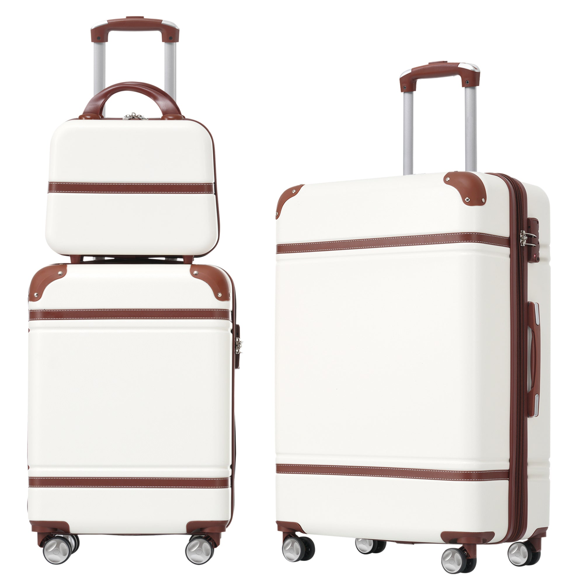 Start2Finish hardshell luggage set with spinner suitcases, cosmetic case, TSA lock, lightweight travel accessories.