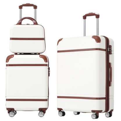Start2Finish hardshell luggage set with spinner suitcases, cosmetic case, TSA lock, lightweight travel accessories.