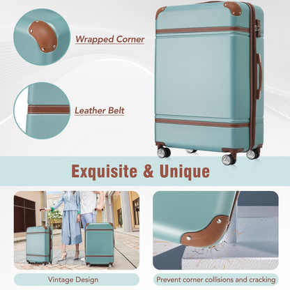 Start2Finish hardshell luggage set with spinner suitcases, cosmetic case, TSA lock, lightweight travel accessories.