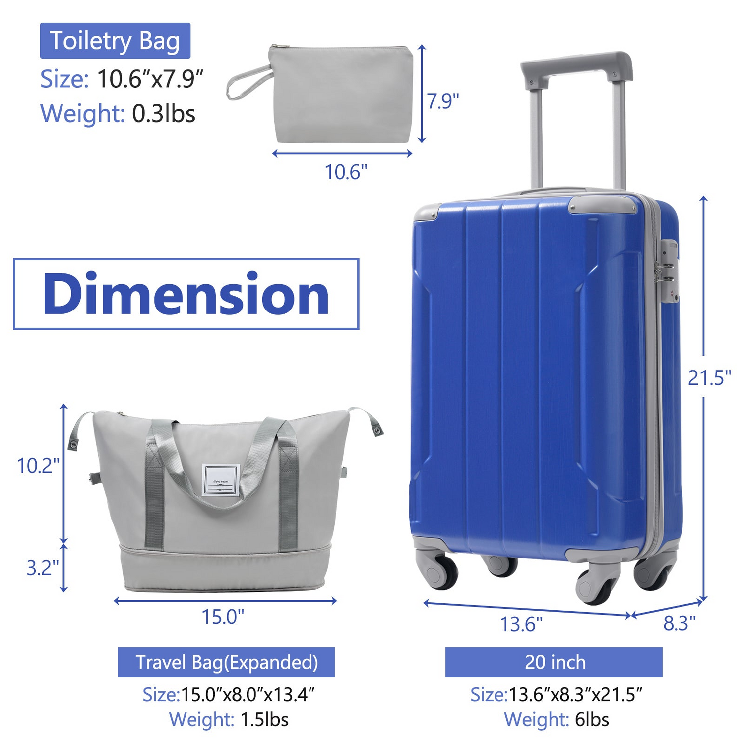 Start2Finish 20-inch carry-on hardshell ABS luggage set with spinner wheels, includes three travel suitcases in black