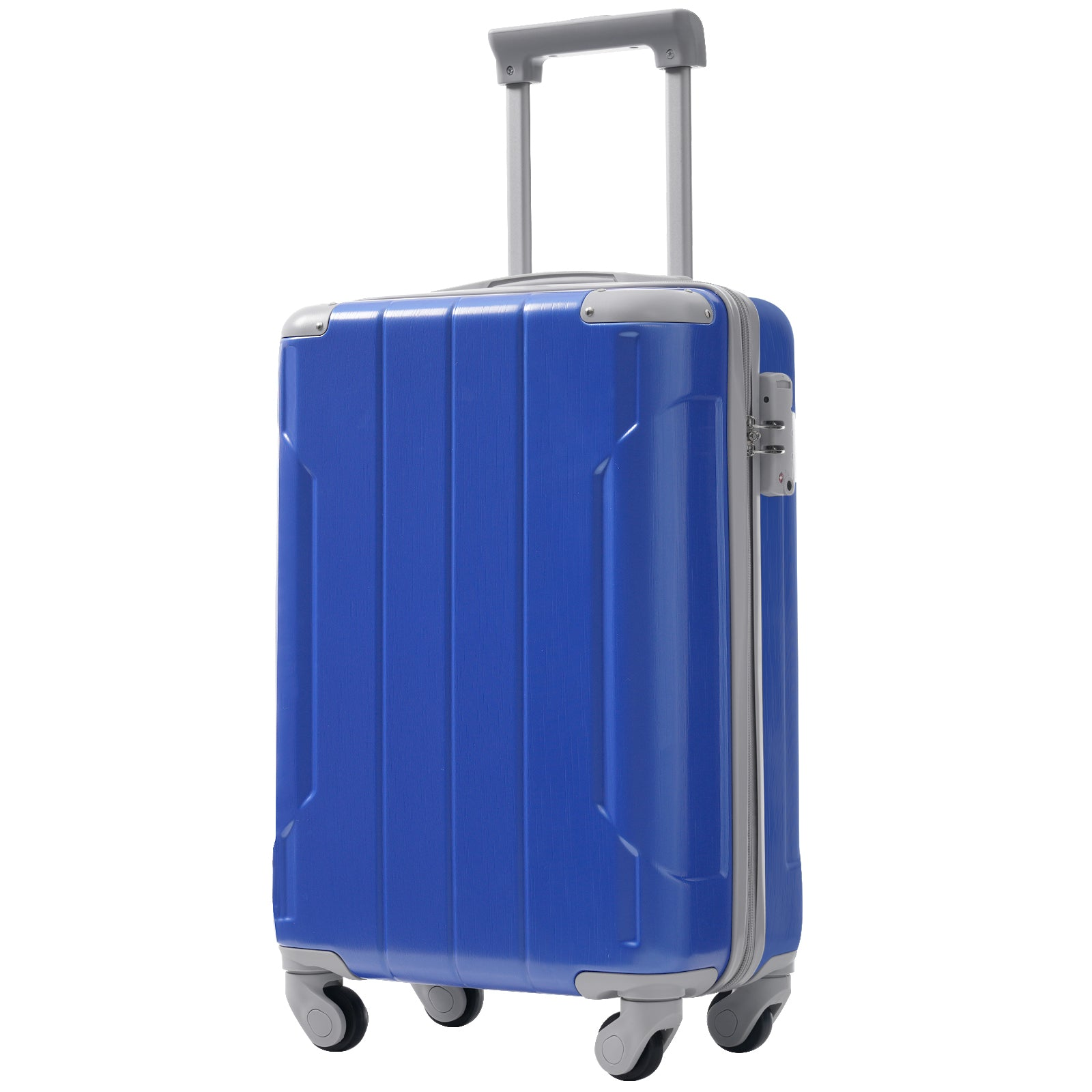 Start2Finish 20-inch carry-on hardshell ABS luggage set with spinner wheels, three-piece travel accessories for convenient packing.