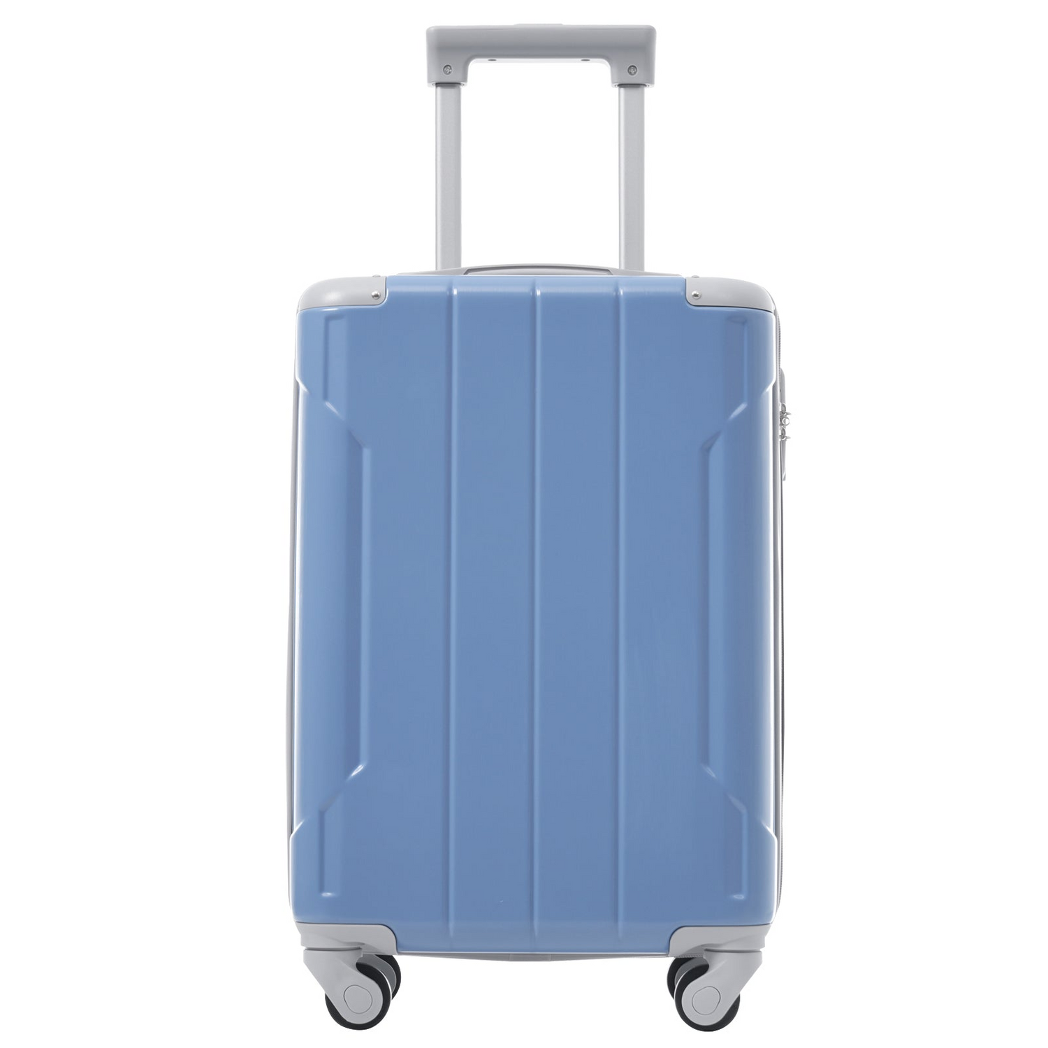 Start2Finish 20-inch carry-on hardshell ABS luggage set with spinner wheels, three-piece travel accessories.