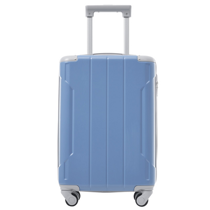 Start2Finish 20-inch carry-on hardshell ABS luggage set with spinner wheels, three-piece travel accessories.