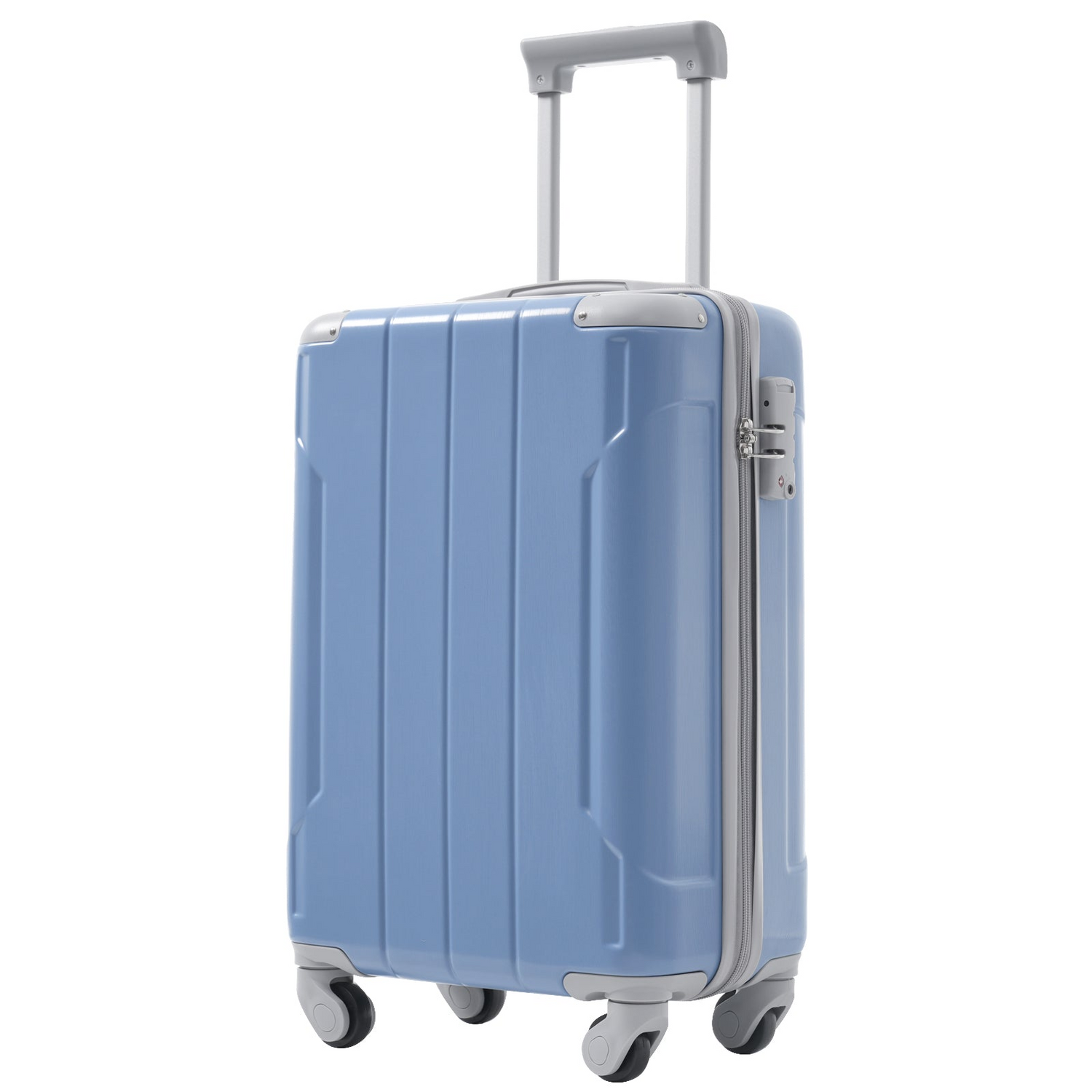 Start2Finish 20-inch carry-on hardshell ABS luggage set with spinner wheels, ideal for travel and easy to maneuver.