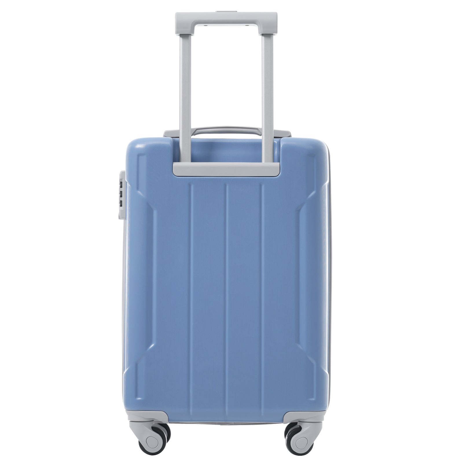 Start2Finish 20-inch carry-on hardshell ABS luggage set with spinner wheels for travel, shown in a sleek design.