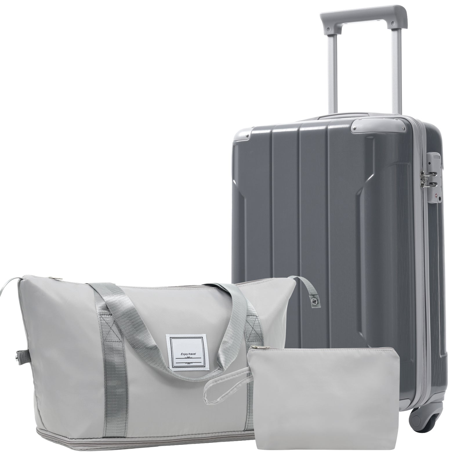 Start2Finish 20-inch hardshell ABS carry-on luggage set with spinner wheels, ideal for travel and accessories.