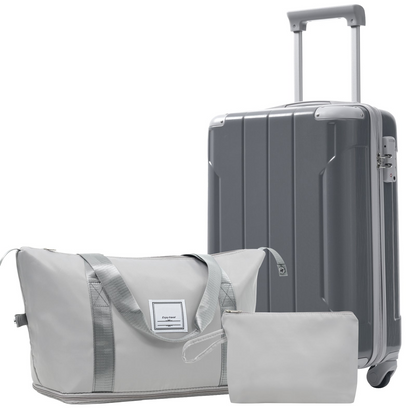 Start2Finish 20-inch hardshell ABS carry-on luggage set with spinner wheels, ideal for travel and accessories.