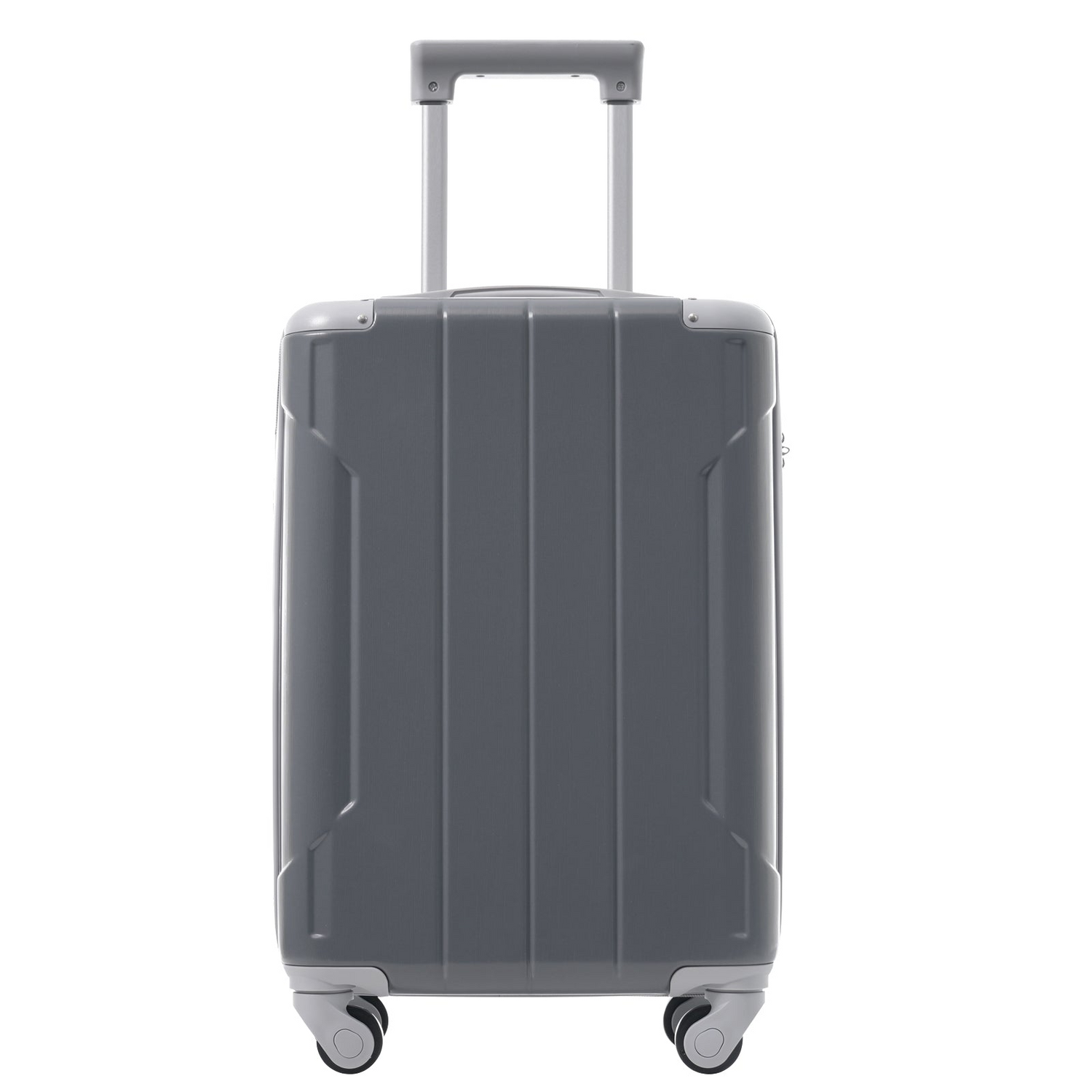 Start2Finish 20-inch carry-on hardshell ABS luggage set with spinner wheels, three-piece travel accessories.