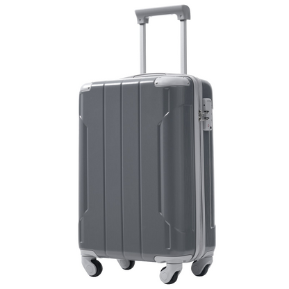 Start2Finish 20-inch carry-on hardshell ABS luggage set with spinner wheels, suitable for travel and accessories.