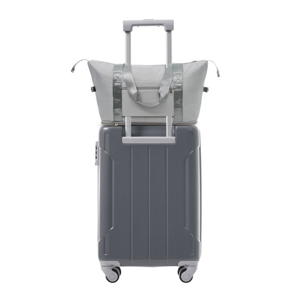 Start2Finish 20-inch carry-on hardshell ABS luggage set with spinner wheels, includes three lightweight travel suitcases.