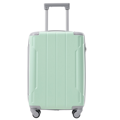 Start2Finish 20-inch carry-on hardshell ABS luggage set with spinner wheels, three-piece travel accessories.