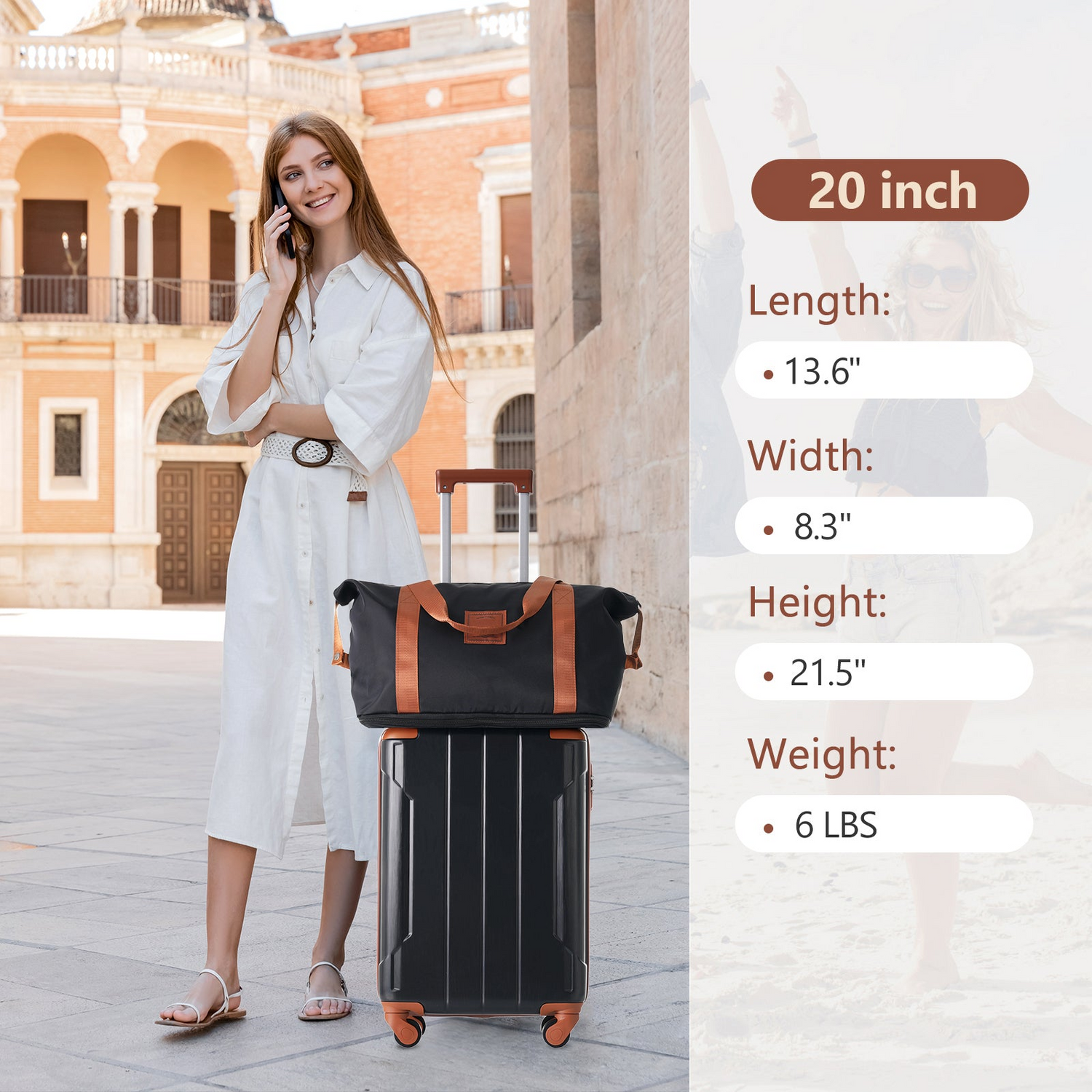 Start2Finish 20-inch carry-on hardshell ABS luggage set with spinner wheels, includes three lightweight travel suitcases.