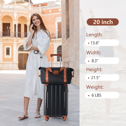Start2Finish 20-inch carry-on hardshell ABS luggage set with spinner wheels, includes three lightweight travel suitcases.