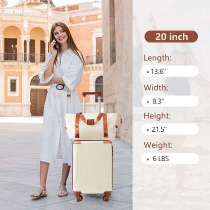 Start2Finish 20-inch carry-on hardshell ABS luggage set with spinner wheels, ideal for travel and durable accessories.