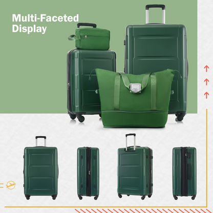 Start2Finish expandable spinner suitcase with lightweight ABS, TSA lock, and matching travel bags in a set.