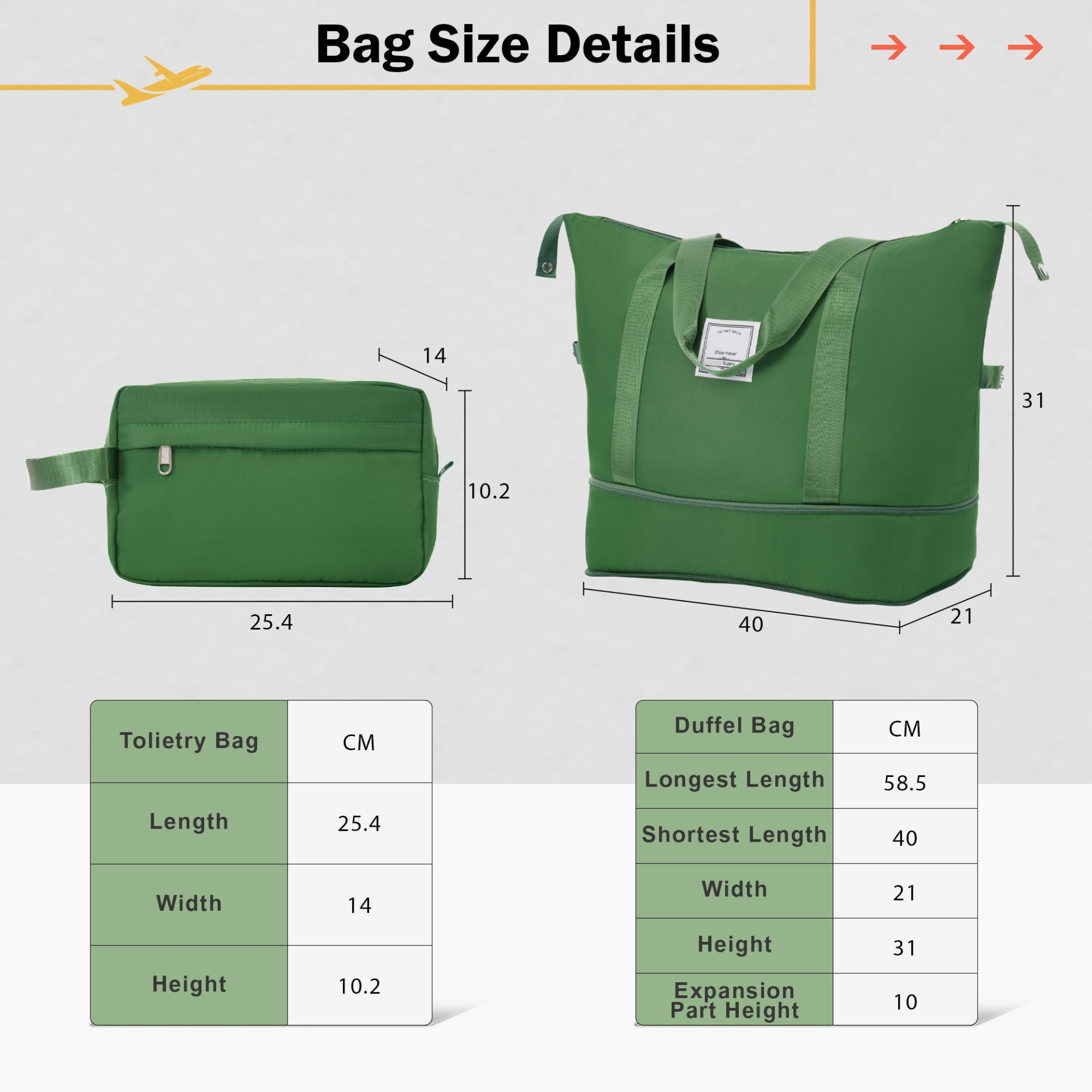 Start2Finish expandable lightweight ABS spinner suitcase with TSA lock, set of travel accessories and carry bags.