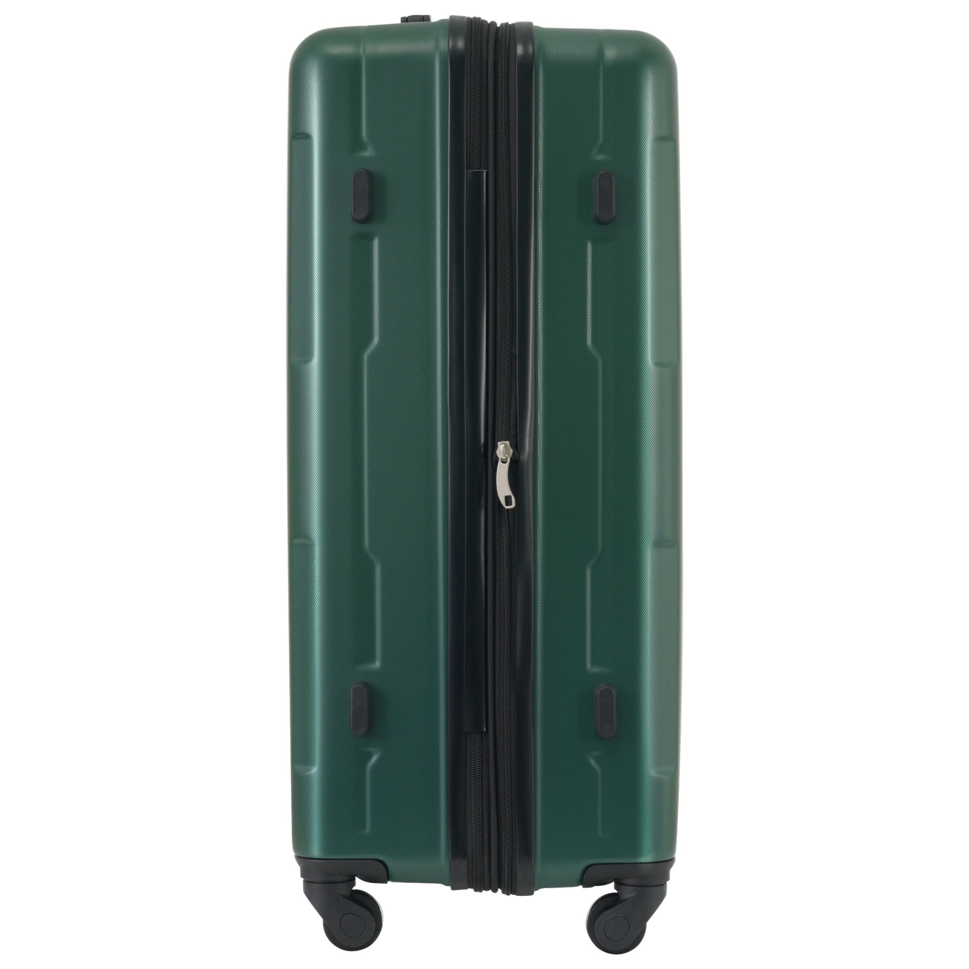 Start2Finish expandable spinner ABS lightweight suitcase with TSA lock, showing the sleek design and included travel bags.