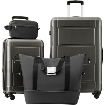 Start2Finish expandable spinner suitcase with lightweight ABS, TSA lock, and matching travel bags, perfect for convenient packing.