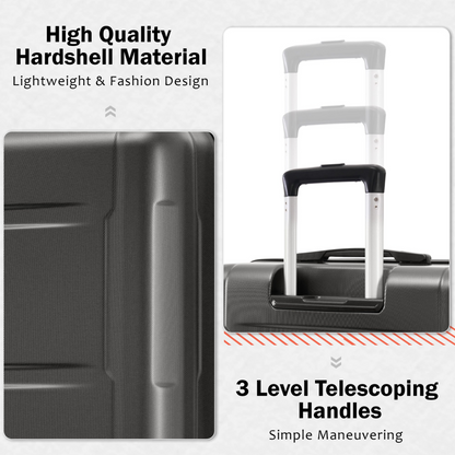 Start2Finish expandable spinner wheel ABS lightweight suitcase set with TSA lock and matching travel bags.