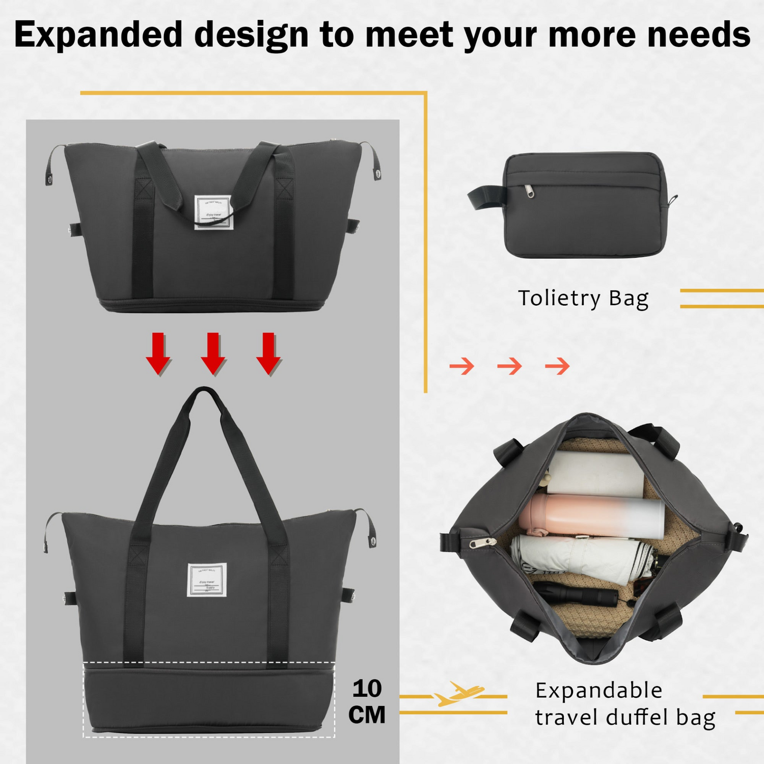 Start2Finish expandable spinner wheel ABS lightweight suitcase set with TSA lock and travel bags, showing the sleek design and compartments.