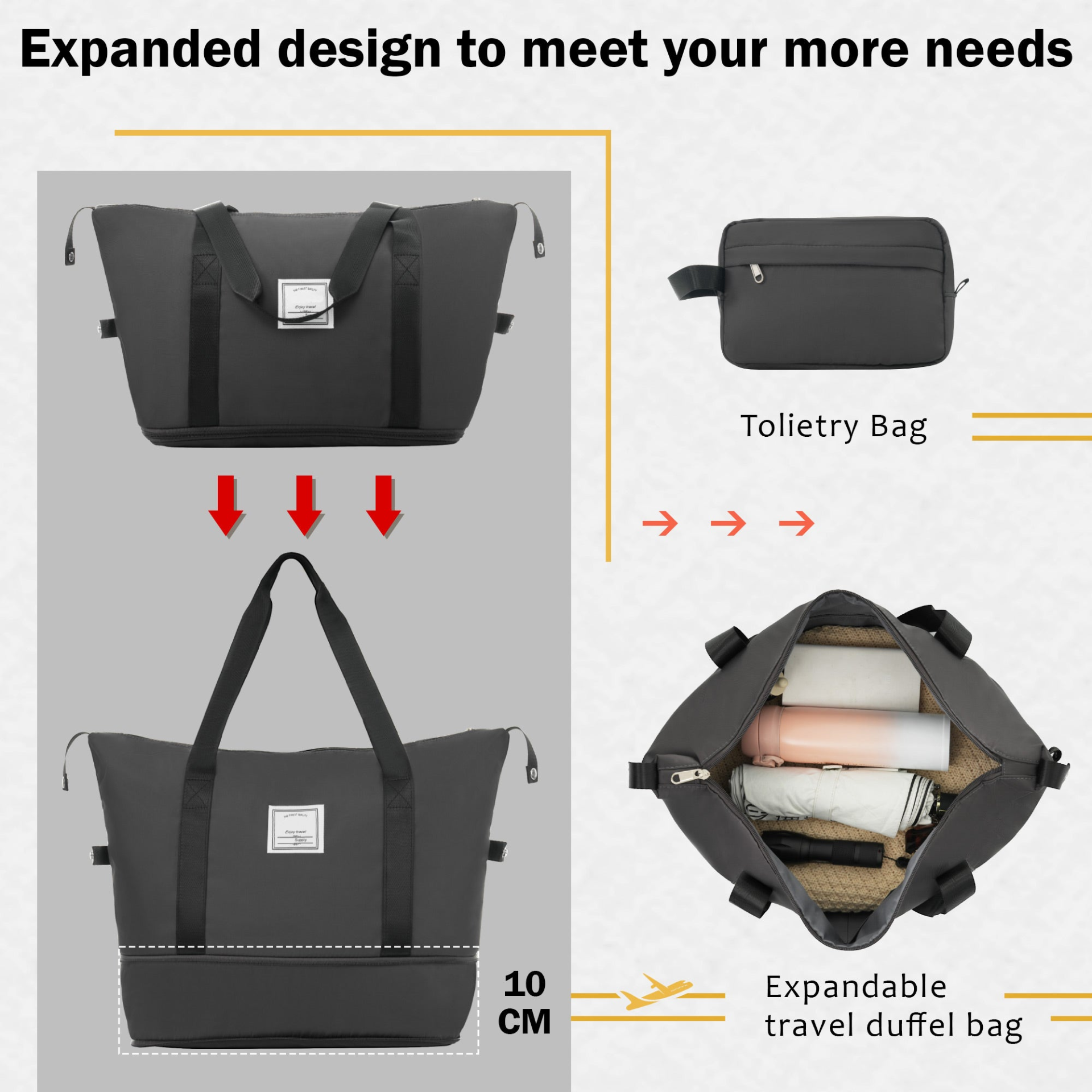 Start2Finish expandable spinner wheel ABS lightweight suitcase set with TSA lock and travel bags, showing the sleek design and compartments.