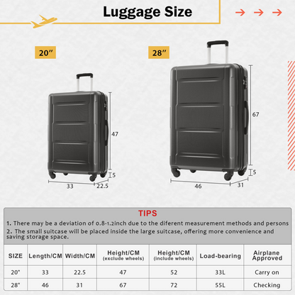Start2Finish expandable spinner suitcase with TSA lock, lightweight ABS design, and matching travel bags for accessories.