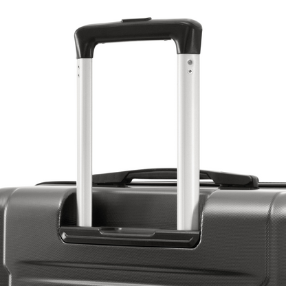 Start2Finish expandable spinner suitcase set with lightweight ABS, TSA lock, and matching travel bags, ideal for convenient travel.