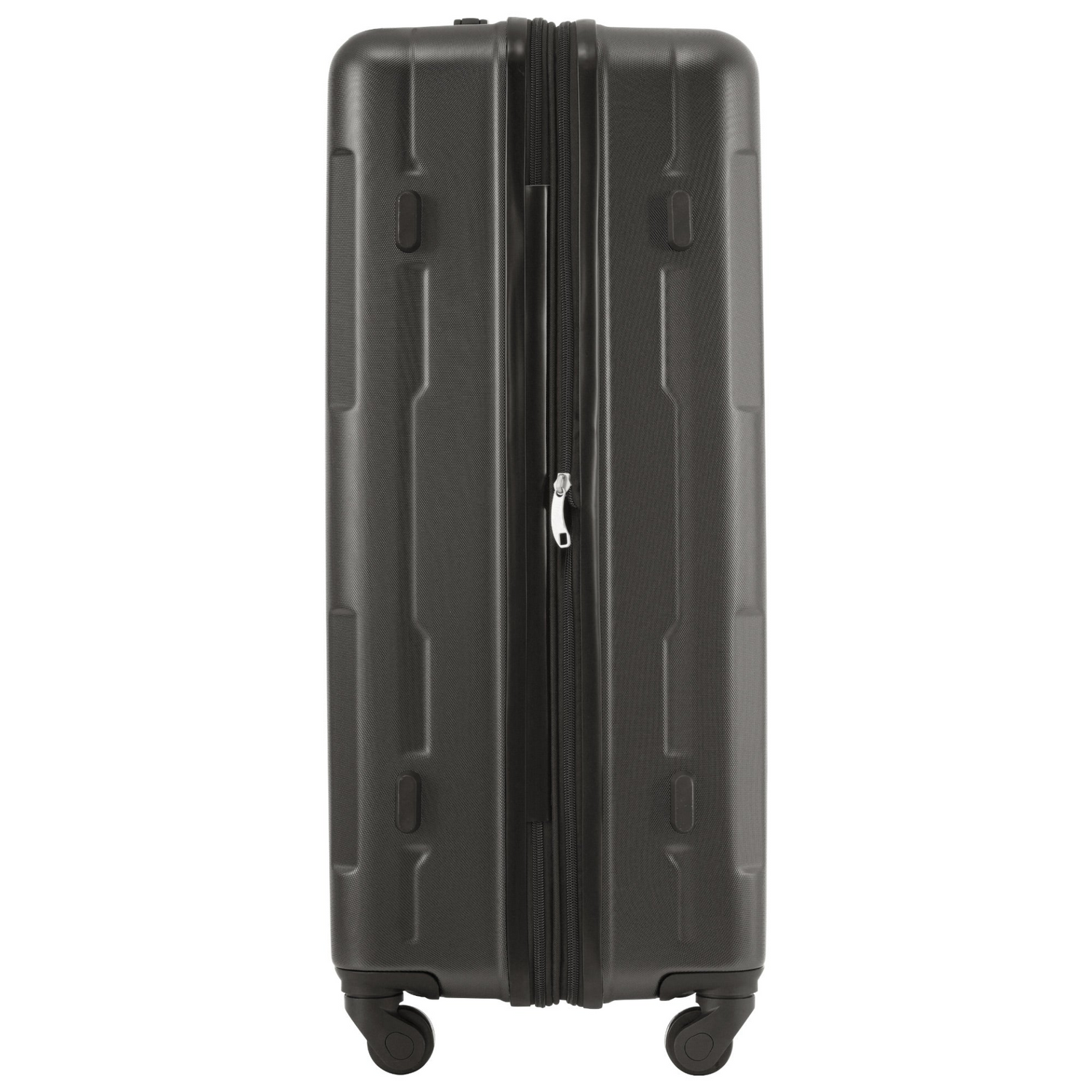 Lightweight Start2Finish expandable spinner suitcase with TSA lock, showing its sleek ABS exterior and attached travel bags.