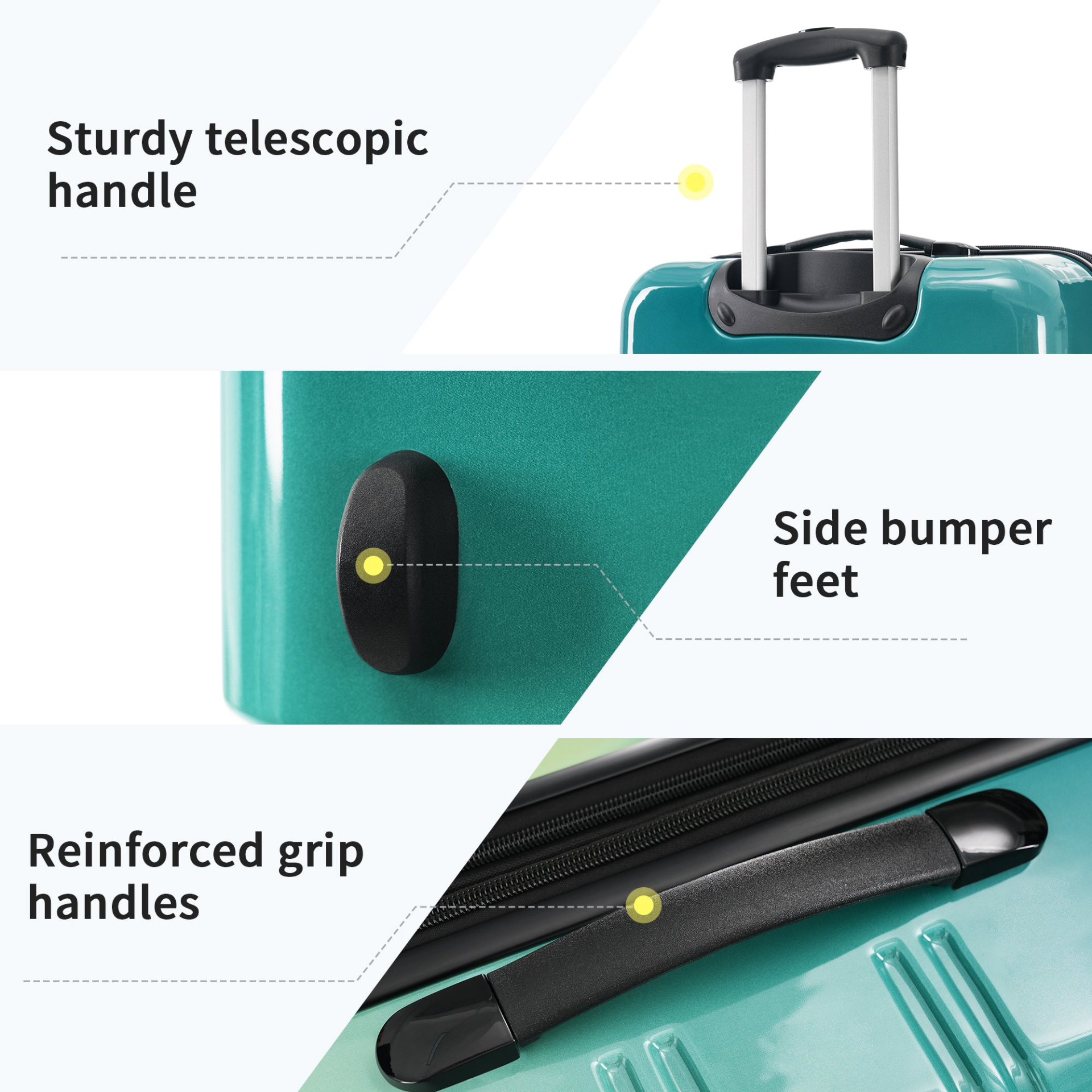 Start2Finish hardshell 3-piece gradient luggage set with spinner wheels and TSA lock, expandable suitcases for travel accessories.