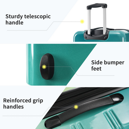 Start2Finish hardshell 3-piece gradient luggage set with spinner wheels and TSA lock, expandable suitcases for travel accessories.