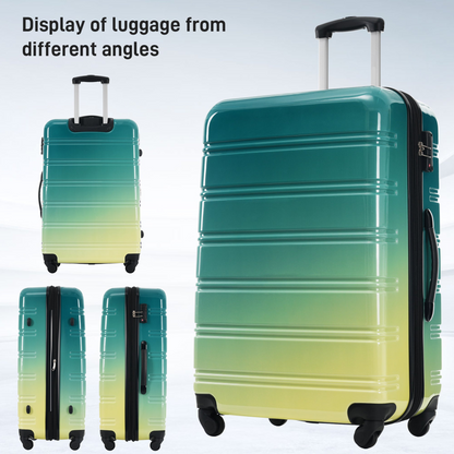 Start2Finish hardshell 3-piece gradient luggage set with expandable suitcases, spinner wheels, and TSA lock for travel accessories.