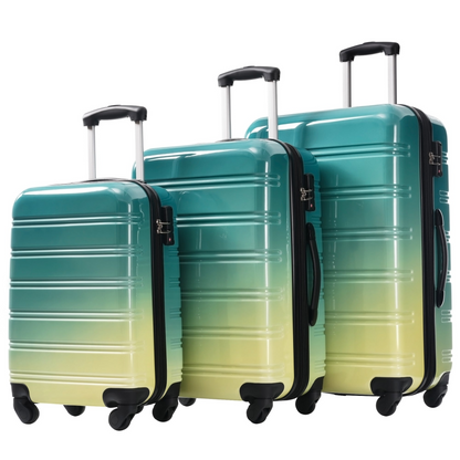 Start2Finish gradient hardshell 3-piece luggage set with expandable suitcases, spinner wheels, and TSA lock for travel accessories.