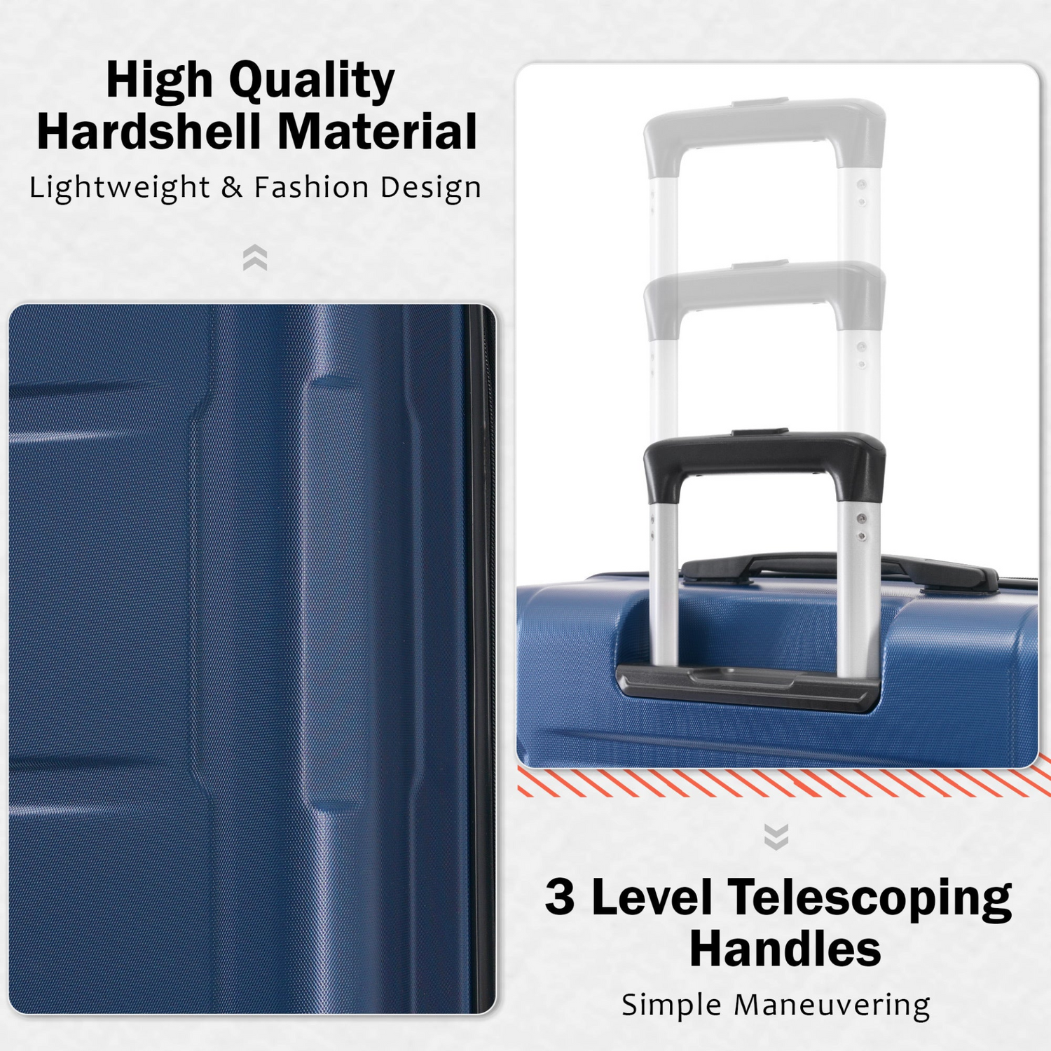Start2Finish expandable spinner suitcase set with lightweight ABS, TSA lock, and matching travel bags.