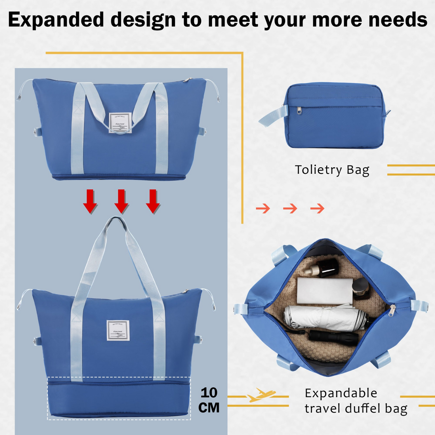 Start2Finish expandable spinner suitcase with TSA lock, lightweight ABS design, and matching travel bags in a set.