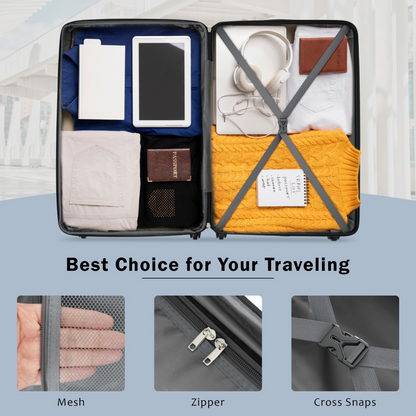 Start2Finish expandable spinner suitcase with TSA lock, lightweight ABS design, and matching travel bags for convenient packing.