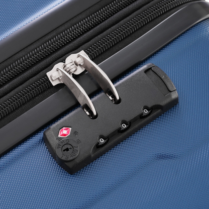 Start2Finish expandable spinner suitcase with lightweight ABS shell, TSA lock, and matching travel bags for accessories.