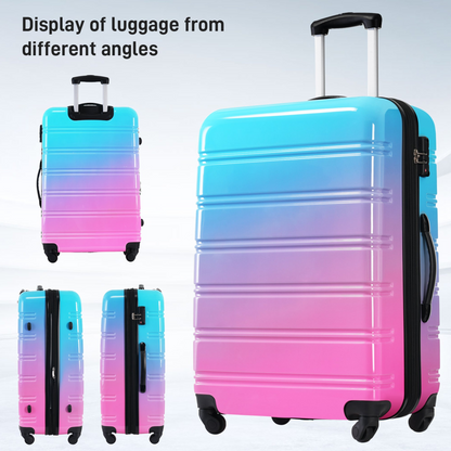 Start2Finish hardshell 3-piece gradient luggage set with expandable suitcases, spinner wheels, and TSA lock for travel accessories.