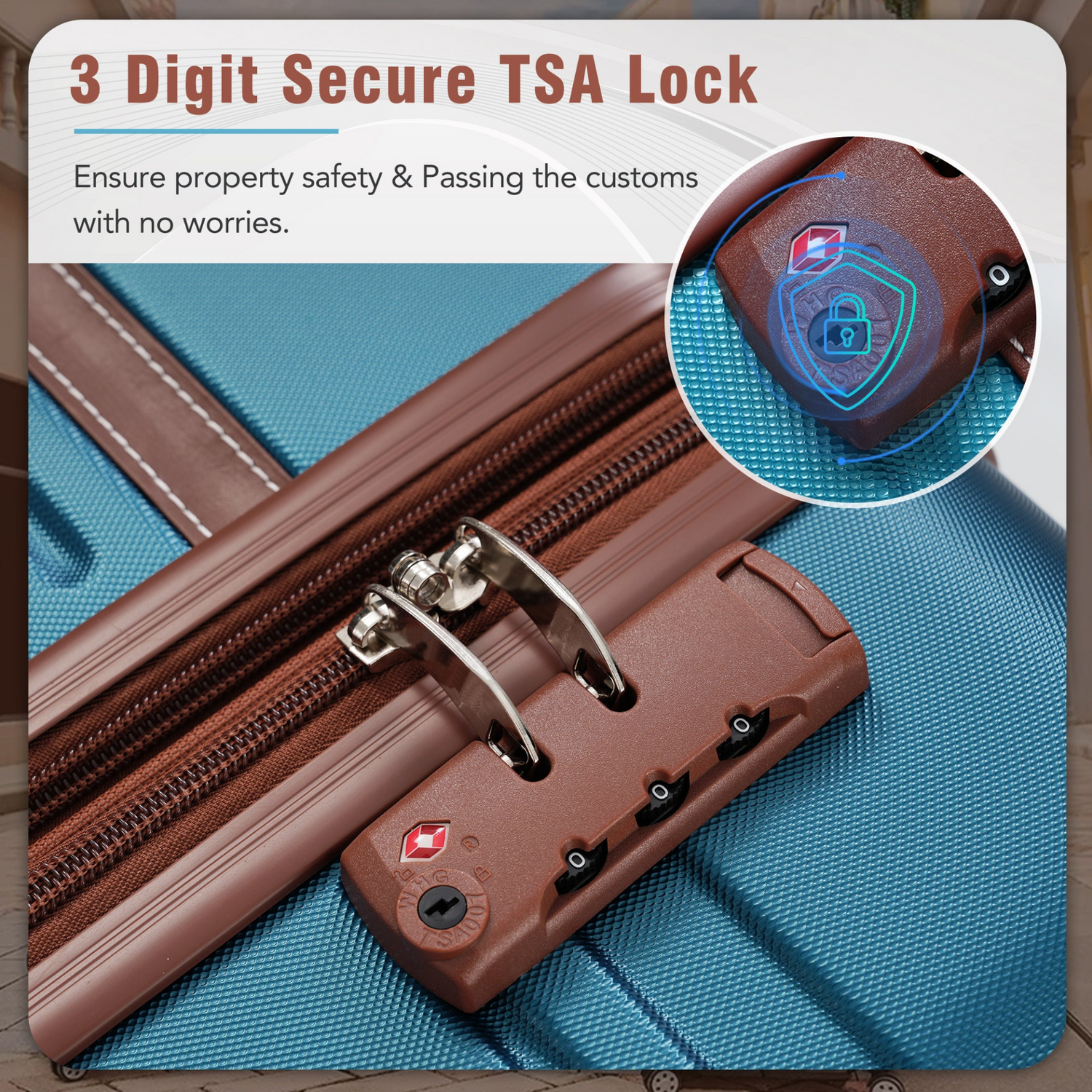 Start2Finish hardshell luggage set with lightweight suitcases, dual spinner wheels, TSA lock, and vintage style.