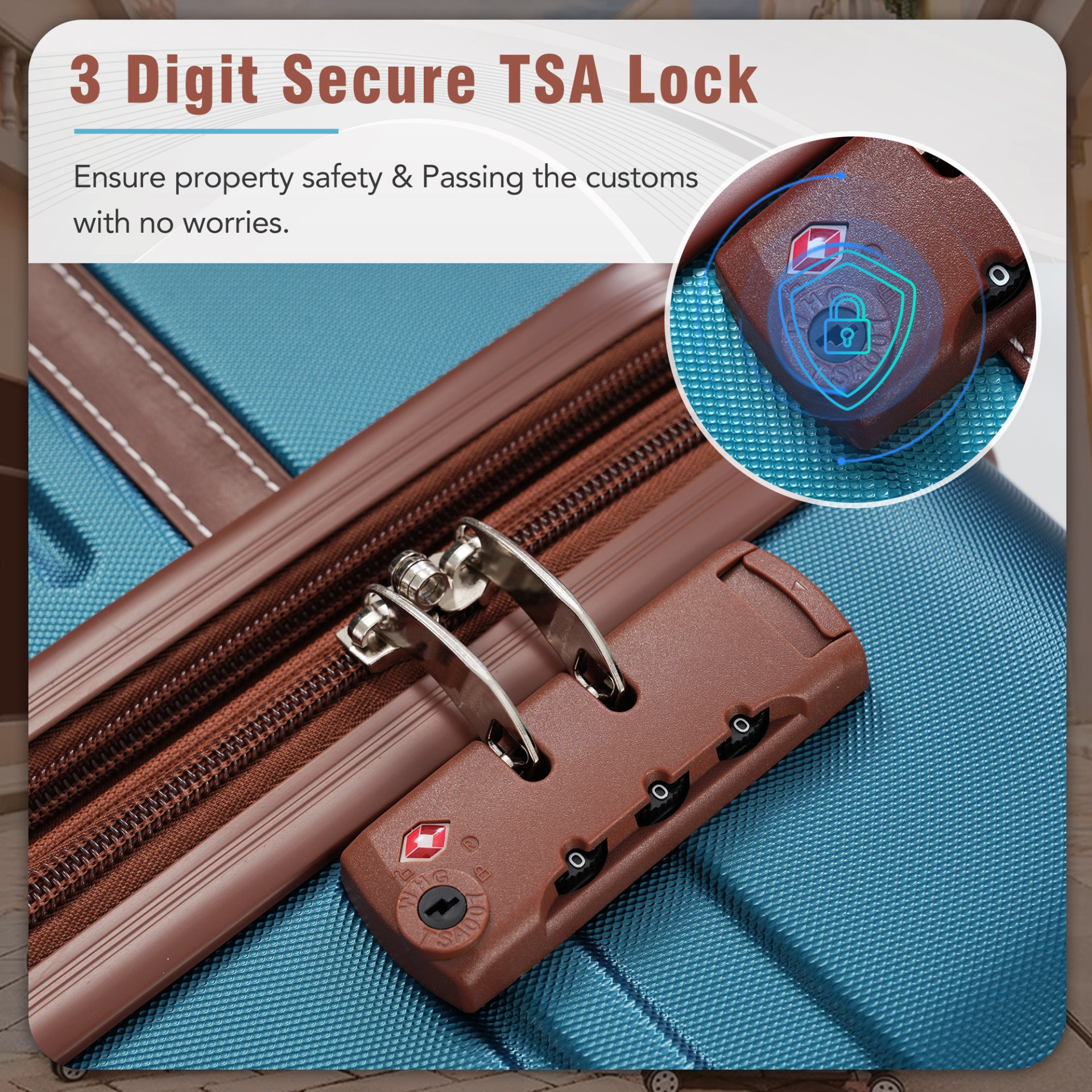 Start2Finish hardshell luggage set with lightweight suitcases, dual spinner wheels, TSA lock, and vintage style.
