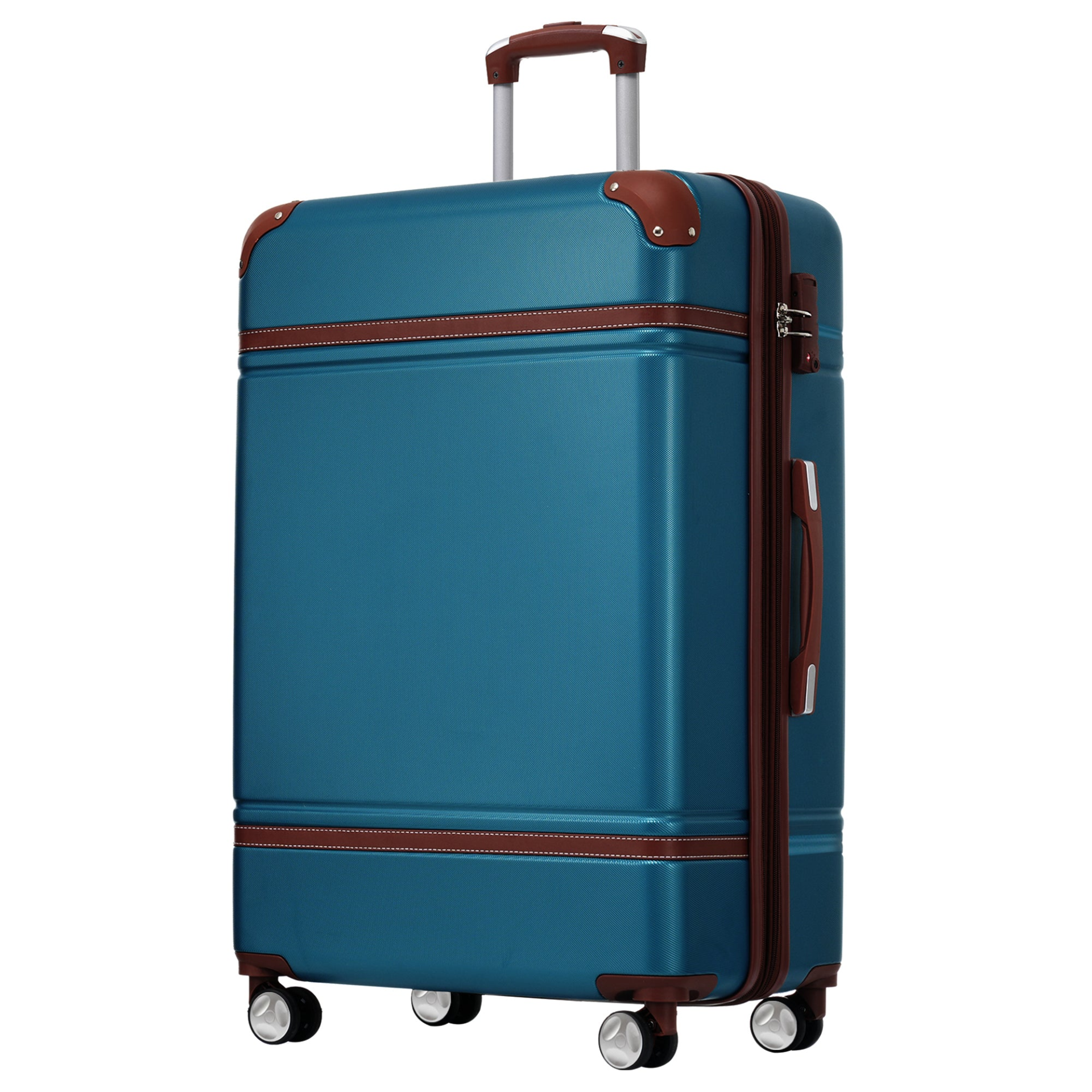 Start2Finish hardshell luggage set with lightweight suitcases, dual spinner wheels, TSA lock, and vintage design, including travel bags.